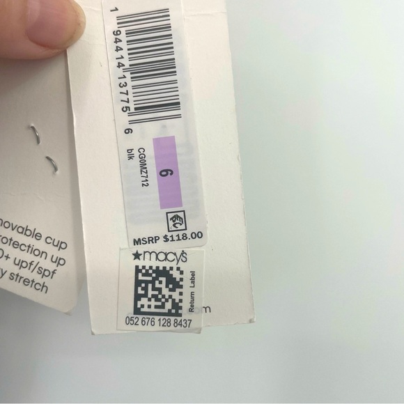 Calvin Klein NWT Floral Black and Blue Halter tie One Piece Size 6 - Picture 5 of 9